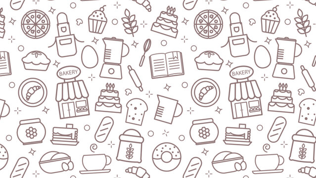 Seamless pattern with the image of baking.Doodle illustration. Vector illustration