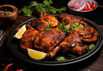 Fototapeta premium Grilled hot Delicious fresh chicken for launch 