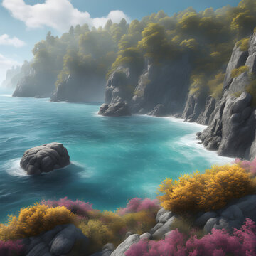 pleasant seaside scenery generative ai