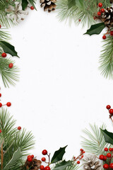 Christmast border desing around a blank space. Decorated border for winter holidays.