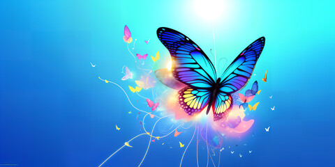 Fototapeta na wymiar beautiful butterfly on blue background