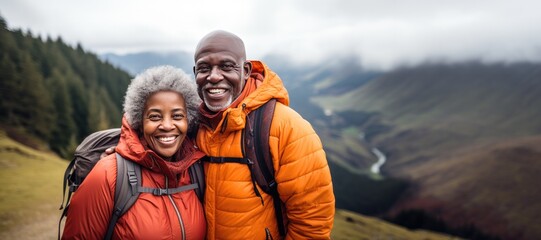 Portrait of a Active Healthy Black Hikers Hiking. Aging Gracefully