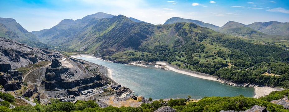 Dinorwig slate quarry and Llyn Peris lake, Snowdonia, Wales