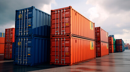 cargo containers in the inland Port. Generative Ai.