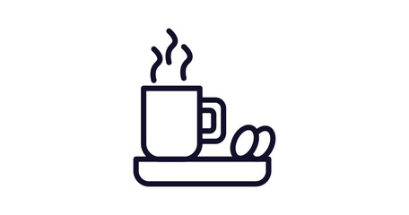 warm cup and plate icon. Thin line warm cup and plate icon from food collection. Outline vector isolated on white background. Editable warm cup and plate symbol can be used web and mobile