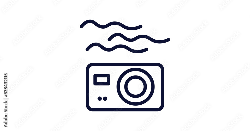 Poster water resist camera icon. Thin line water resist camera icon from nautical collection. Outline vector isolated on white background. Editable water resist camera symbol can be used web and mobile