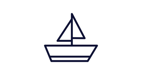 yacht facing right icon. Thin line yacht facing right icon from nautical collection. Outline vector isolated on white background. Editable yacht facing right symbol can be used web and mobile