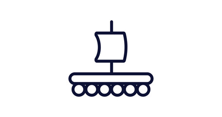 wood raft icon. Thin line wood raft icon from nautical collection. Outline vector isolated on white background. Editable wood raft symbol can be used web and mobile