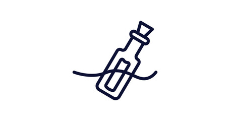 message in a bottle icon. Thin line message in a bottle icon from nautical collection. Outline vector isolated on white background. Editable message in a bottle symbol can be used web and mobile
