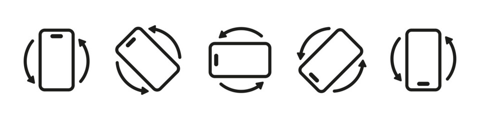 Screen rotation icon set. Horisontal or vertical rotation icons. Vector illustration.