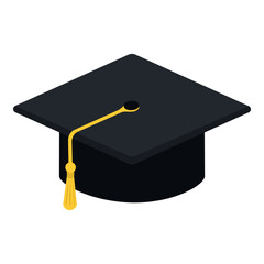 Academic cap isolated, education concept