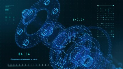 Wireframe mechanical prototype, computer aided design futuristic interface, engineering project concept (3d render) - Powered by Adobe