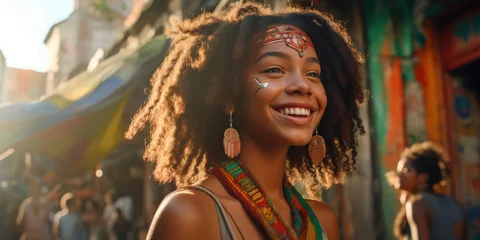 Stickers pour porte Havana Female Teen Smiles in Havana