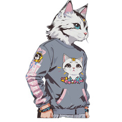 Cozy Couture: Kawaii Kitty in Jacket