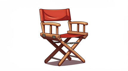 A 2D cartoon classic director's chair, often seen on movie sets, isolated on white