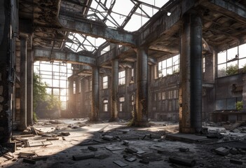 Fototapeta na wymiar Ruins of industrial buildings