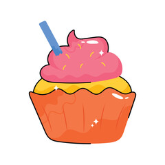 Cupcake doodle vector filled outline Sticker. EPS 10 file