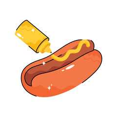 Hot dog doodle vector filled outline Sticker. EPS 10 file
