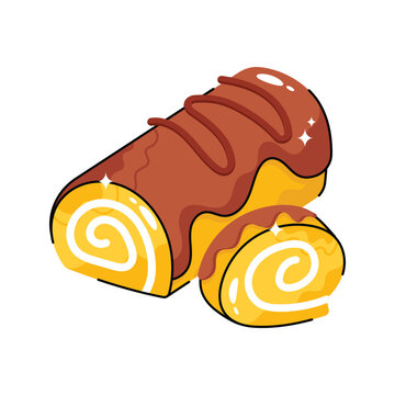 recommend clip art: Roll cake doodle vector filled outline Sticker. EPS 10 file