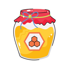 Honey jar doodle vector filled outline Sticker. EPS 10 file