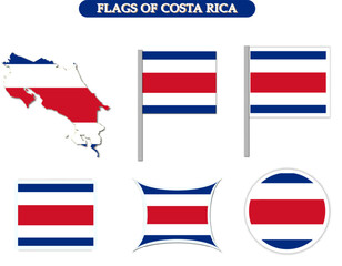 Costa Rica Flags on many objects illustration