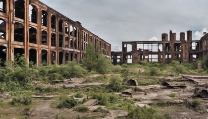 Fototapeta na wymiar Ruins of industrial buildings