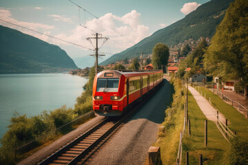 Fototapeta na wymiar Scenic Swiss Summer Railways