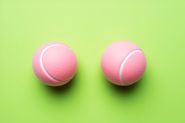 Fototapeta na wymiar Background of tennis balls in pink-green palette. With Generative AI technology