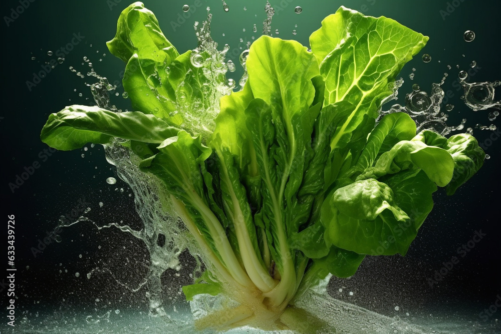 Aufkleber an vibrant photograph of a turnip greens splashed in bright paint, symbolizing freshness and health.