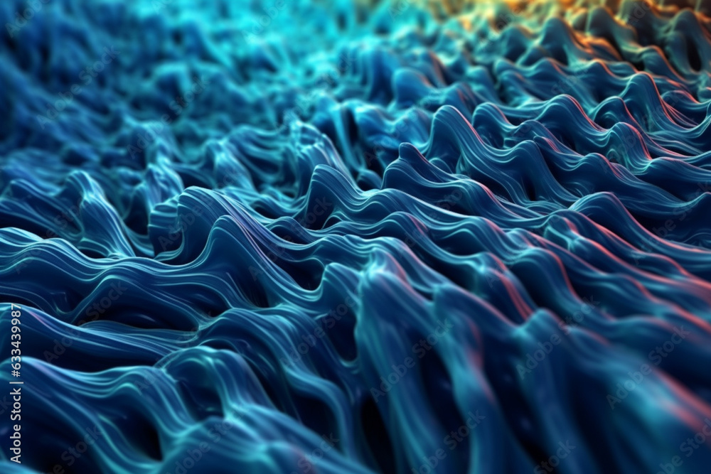 Aufkleber An elongated bacterial colony with a wavy pattern and a deep blue color, resembling a swirling wave. Generative AI technology.
