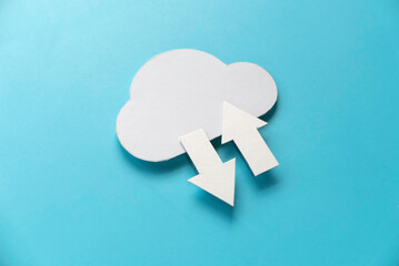 Cloud computing data storage concept.Network computing technologies. Digital server. Icon of cloud...