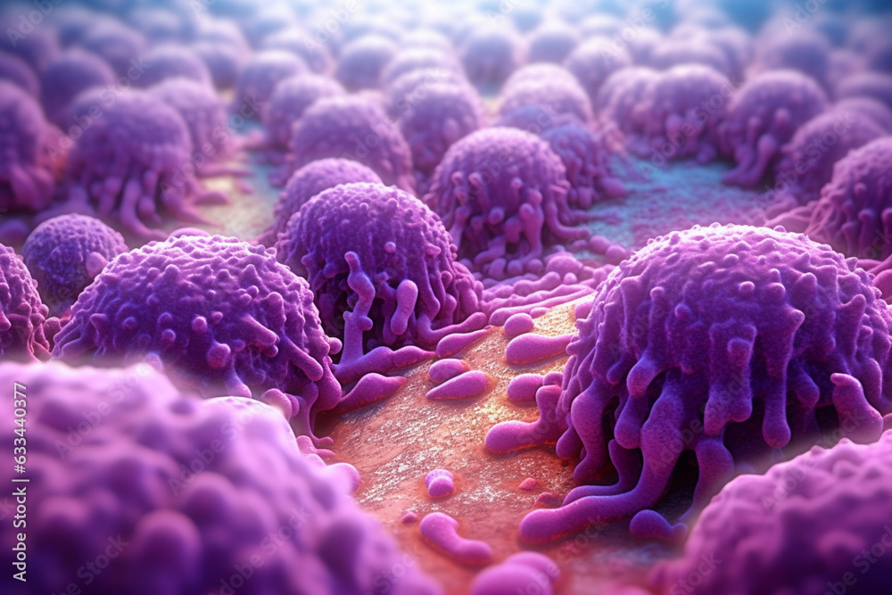 Poster a dense bacterial colony with a textured surface, resembling a fuzzy carpet, and featuring a pale pu
