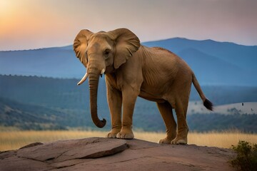 Fototapeta na wymiar elephant at sunset