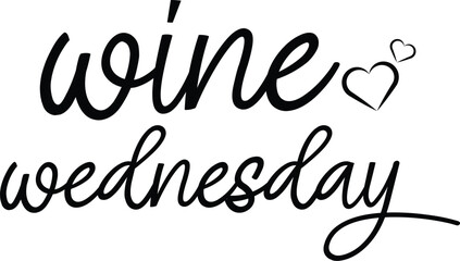 Wine Wednesday logo with hearts vector and isolated on white.
