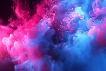 Fototapeta na wymiar Dark abstract background, magic smoke and sparks, neon pink blue and white glowing. AI Generative