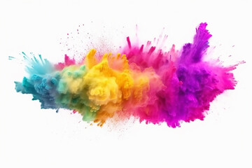 colorful rainbow holi paint color. holi isolated white wide panorama background, AI Generative