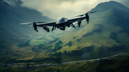 Fototapeta na wymiar fpv reconnaissance military drone generative ai