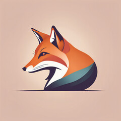 Fox illustration, minimalist, pastel colors