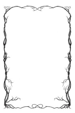 Gothic style monochrome frame design with Celtic symbols. Freehand digital painting.