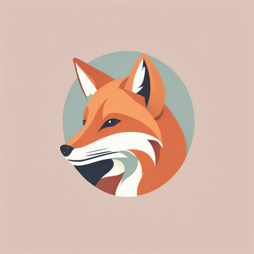 Fox illustration, minimalist, pastel colors