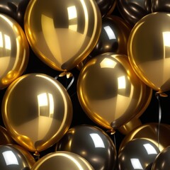 seamless background with black and gold balloons. generative ai