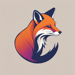 Obraz premium Fox illustration, minimalist, vibrant colos