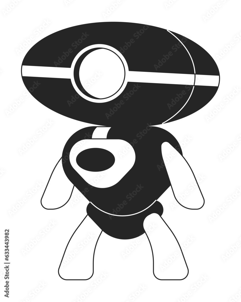 Poster artificial intelligence robot flat monochrome isolated vector object. modern technology android. edi