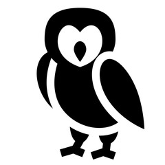鳥、ふくろうを表す塗りつぶしスタイルのアイコン