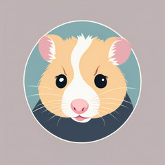 Hamster illustration, minimalist, pastel colors