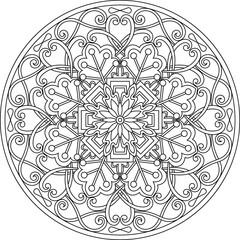 Circular pattern in the form of a mandala. Henna tatoo mandala. Mehndi style. Decorative pattern in oriental style. Coloring book page.