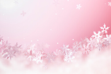 Obraz na płótnie Canvas Pink Christmas background with snowflakes. Generative AI.