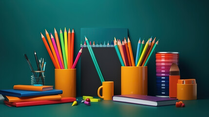 Obraz premium Back to school background with rocketship. Generative Ai