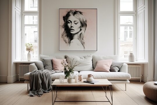 Scandinavian style interior with frame.