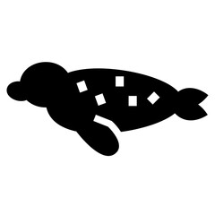 海の生物、アザラシを表す塗りつぶしスタイルのアイコン © efuroku